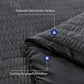 Duvet Cover Queen Size, Seersucker Bedding Set, 3 Pieces, Dark Grey