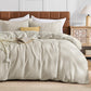 JOLLYVOGUE Waffle Wave Duvet Cover Set Queen Size, 3-Piece, Beige