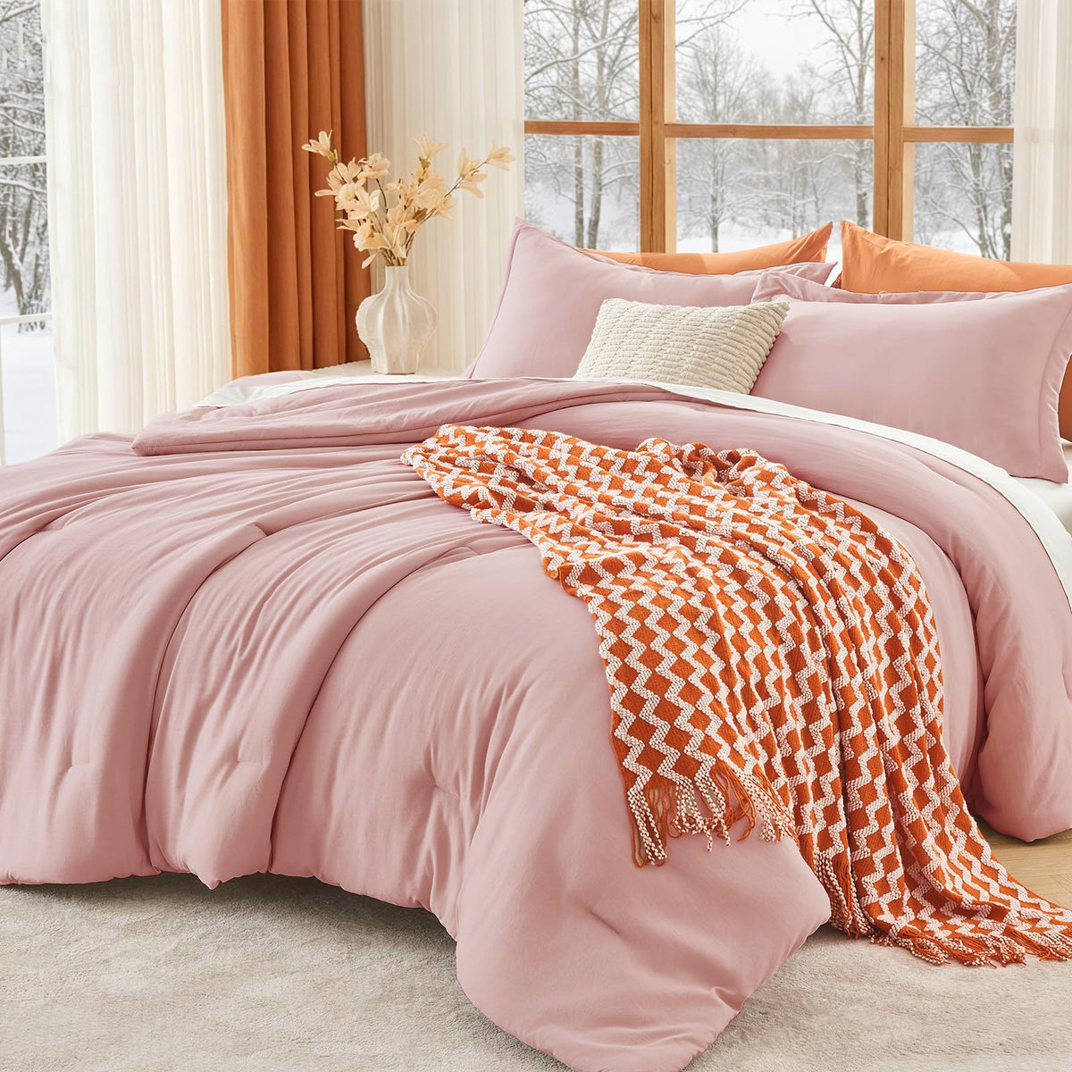 MUXHOMO Beige Twin/Twin XL Comforter Set, All Season Ultra Soft Down Alternative Bedding - 2 Piece Lightweight Bed Set Includes 1 Comforter (68"x88") and 1 Pillow Shams (20"x26")