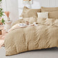 Duvet Cover Queen Size, Seersucker Bedding Set, 3 Pieces, Dark Grey