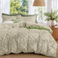 Boho Duvet Cover Set Queen Size, Tufted Embroidery Bedding, 3 PCS, Beige