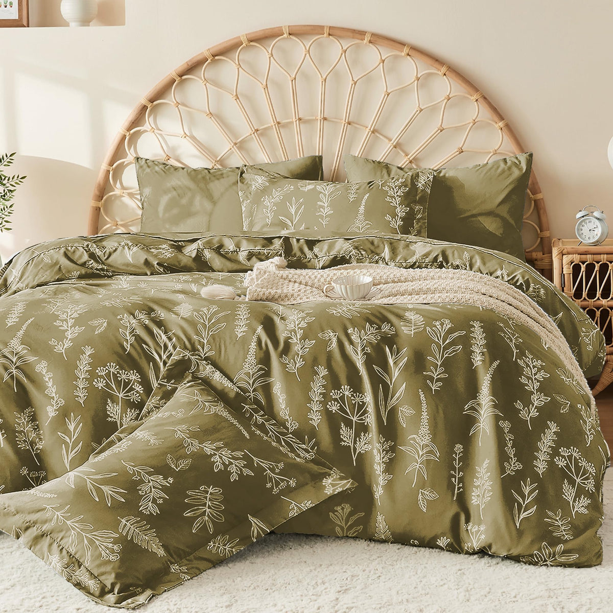 MUXHOMO Duvet Cover Twin/Twin XL Size, 2-Piece Beige Leaves Bedding Set