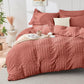 Duvet Cover Queen Size, Seersucker Bedding Set, 3 Pieces, Dark Grey