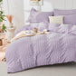 Duvet Cover Queen Size, Seersucker Bedding Set, 3 Pieces, Dark Grey
