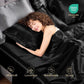 Sasttie Satin Sheets Black Queen Size - 4 Pieces Luxury Soft Black Silky Bed Sheets Set with Pillowcases - Smooth Silk-Like Satin Fwabric, Reinforced 14 Inches Pocket, Oeko-Tex Certified