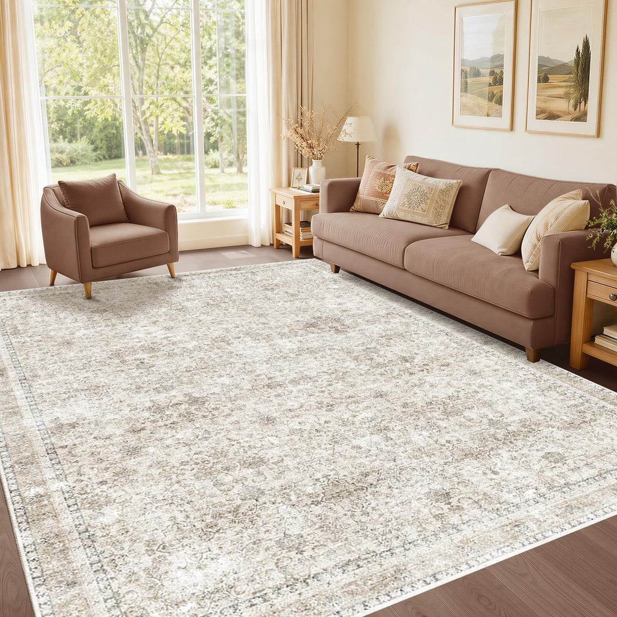 Sasttie 8x10 Area Rugs, Ultra-Soft Washable Rug for Living Room, Beige