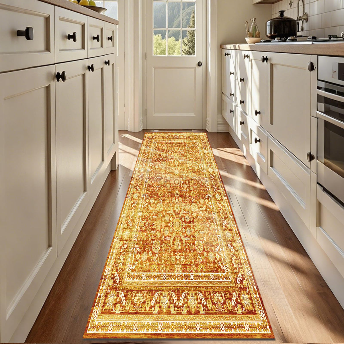 OPPODREAM Vintage Blue Area Rugs 5x7, Washable Rug for Living Room