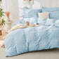 Duvet Cover Queen Size, Seersucker Bedding Set, 3 Pieces, Dark Grey