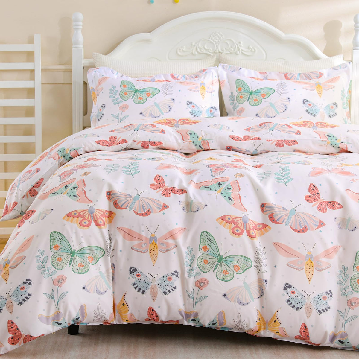 JOLLYVOGUE Kids Duvet Cover Set Twin/Twin XL, Pink Bowknot, 2-Piece