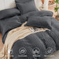 Duvet Cover Queen Size, Seersucker Bedding Set, 3 Pieces, Dark Grey
