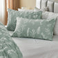 Jollyvogue Duvet Cover Queen Size, Reversible Floral Green Duvet Cover Set with Zipper Closure