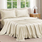 JOLLYVOGUE Beige Gingham Sheet Set Full, 4-Piece Ruffle Bedding