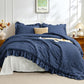 JOLLYVOGUE White Twin Size Comforter Set, 2 Pieces Seersucker Lightweight Fluffy Bedding Set, Twin Ruffle Comforter, All Season Soft Microfiber Shabby Chic Bed Set