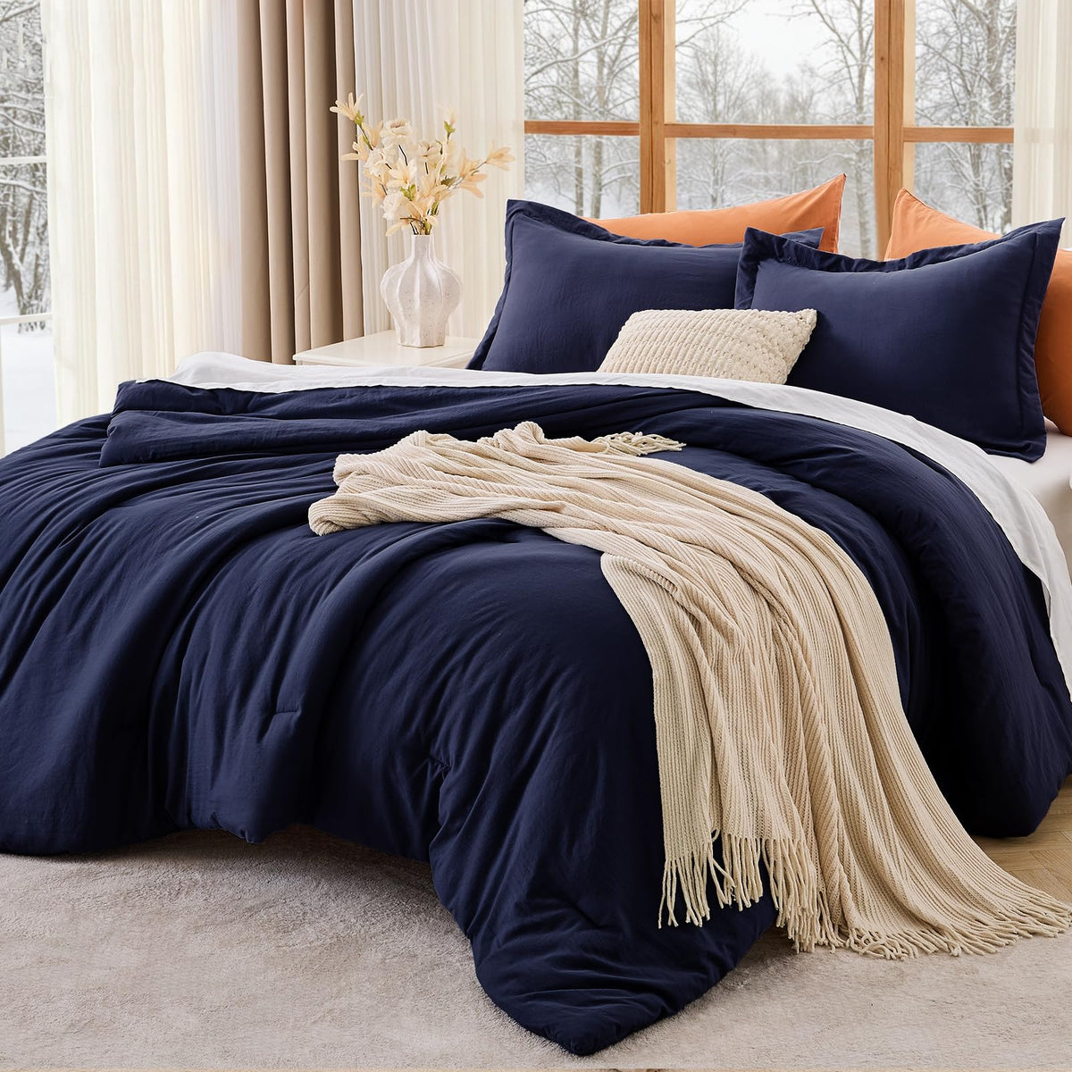MUXHOMO Beige Twin/Twin XL Comforter Set, All Season Ultra Soft Down Alternative Bedding - 2 Piece Lightweight Bed Set Includes 1 Comforter (68"x88") and 1 Pillow Shams (20"x26")