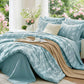 MUXHOMO Sage Green TwinXL Comforter Set, Elegant Floral Print Bed in a Bag 5 Pieces, Ultra Soft & Breathable Reversible Botanical Pattern Bedding Set with Comforter, Sheets, Pillowcase, and Sham