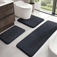 HUXMEYSON Bathroom Rugs Sets 3 Piece, Non-Slip & Quick Dry Bath Mat Set, Ultra Soft Velvet Bath Rugs for Bathroom, Toilet and Shower Floor, Grey