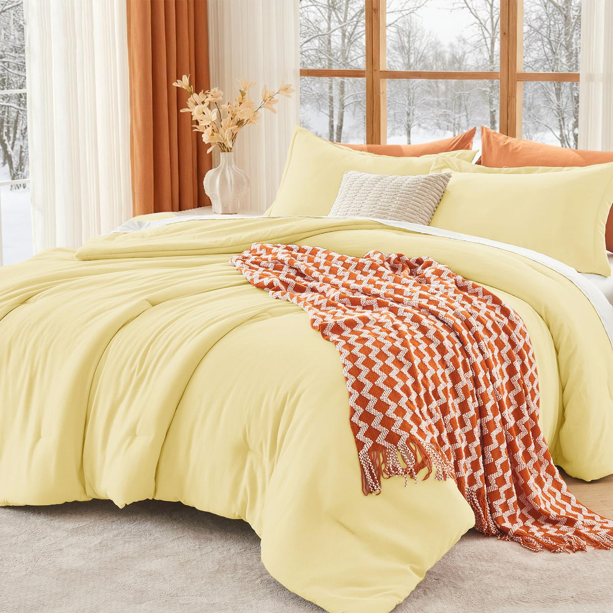 MUXHOMO Beige Twin/Twin XL Comforter Set, All Season Ultra Soft Down Alternative Bedding - 2 Piece Lightweight Bed Set Includes 1 Comforter (68"x88") and 1 Pillow Shams (20"x26")