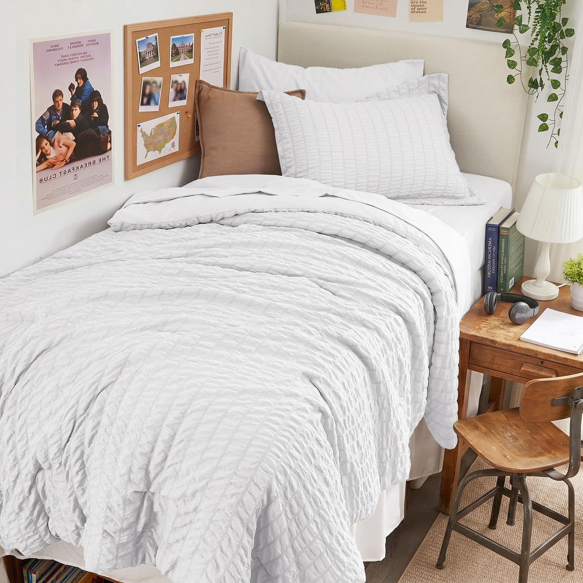 HYMOKEGE Full Size Comforter Sets Seersucker 7 Pieces, All Season Luxury Bed in a Bag for Bedroom, Bedding Set with Comforters, Sheets, Pillowcases & Shams, Dark Grey