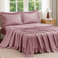 JOLLYVOGUE Beige Gingham Sheet Set Full, 4-Piece Ruffle Bedding