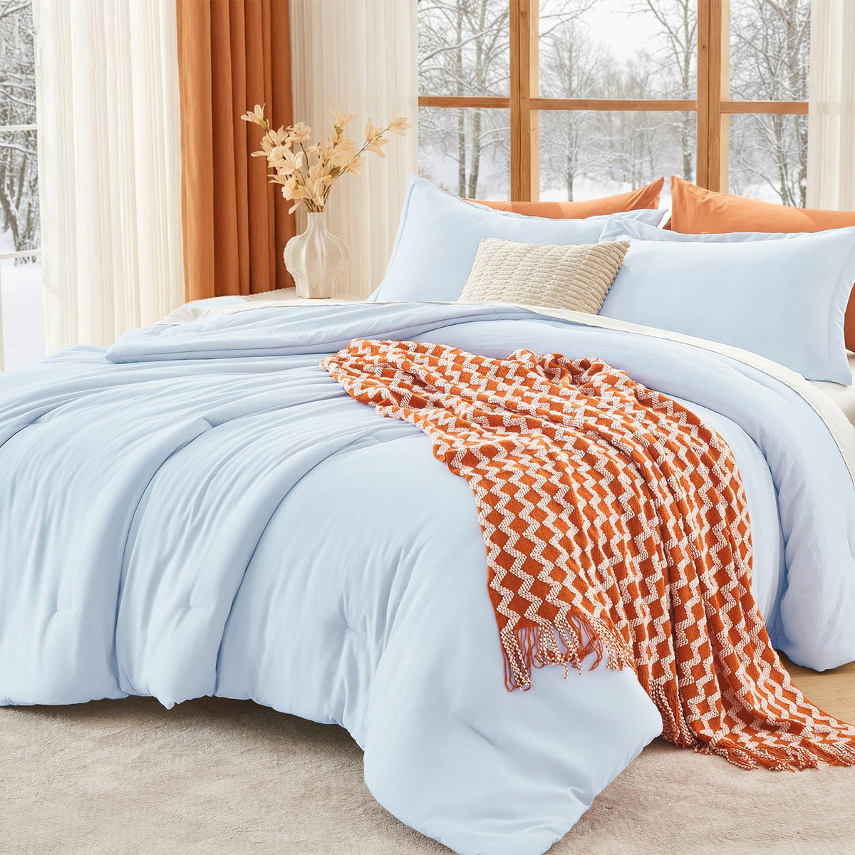 MUXHOMO Beige Twin/Twin XL Comforter Set, All Season Ultra Soft Down Alternative Bedding - 2 Piece Lightweight Bed Set Includes 1 Comforter (68"x88") and 1 Pillow Shams (20"x26")