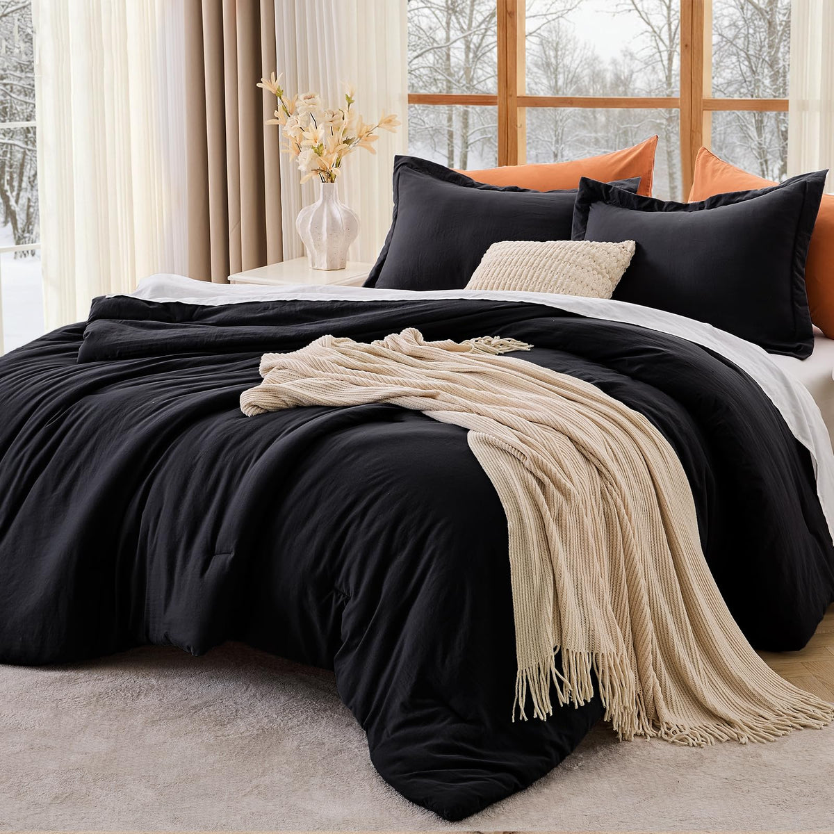 MUXHOMO Beige Twin/Twin XL Comforter Set, All Season Ultra Soft Down Alternative Bedding - 2 Piece Lightweight Bed Set Includes 1 Comforter (68"x88") and 1 Pillow Shams (20"x26")