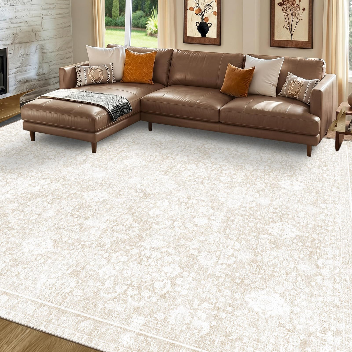 Sasttie 8x10 Area Rugs, Ultra-Soft Washable Rug for Living Room, Beige