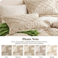 Boho Duvet Cover Set Queen Size, Tufted Embroidery Bedding, 3 PCS, Beige