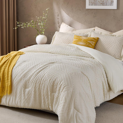 JOLLYVOGUE Twin/Twin XL Comforter Set, Boho Tufted 2PCS Bed Set, Green