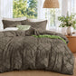Boho Duvet Cover Set Queen Size, Tufted Embroidery Bedding, 3 PCS, Beige