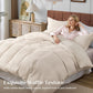 JOLLYVOGUE Waffle Wave Duvet Cover Set Queen Size, 3-Piece, Beige