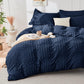 Duvet Cover Queen Size, Seersucker Bedding Set, 3 Pieces, Dark Grey