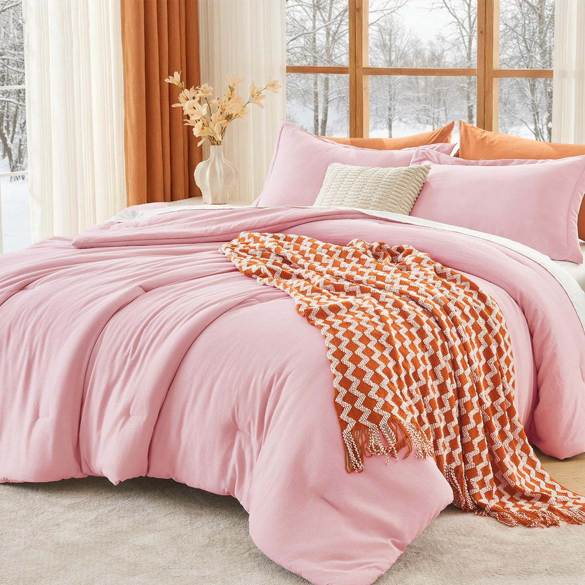 MUXHOMO Beige Twin/Twin XL Comforter Set, All Season Ultra Soft Down Alternative Bedding - 2 Piece Lightweight Bed Set Includes 1 Comforter (68"x88") and 1 Pillow Shams (20"x26")