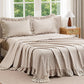 JOLLYVOGUE Beige Gingham Sheet Set Full, 4-Piece Ruffle Bedding