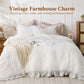 JOLLYVOGUE White Twin Size Comforter Set, 2 Pieces Seersucker Lightweight Fluffy Bedding Set, Twin Ruffle Comforter, All Season Soft Microfiber Shabby Chic Bed Set