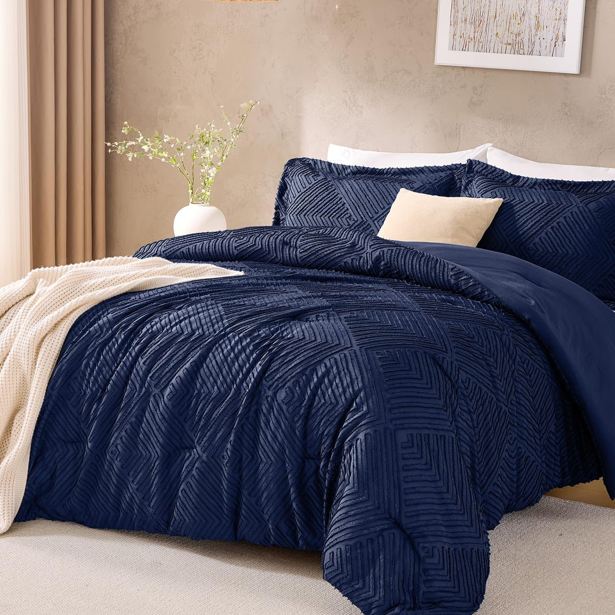 JOLLYVOGUE Twin/Twin XL Comforter Set, Boho Tufted 2PCS Bed Set, Green