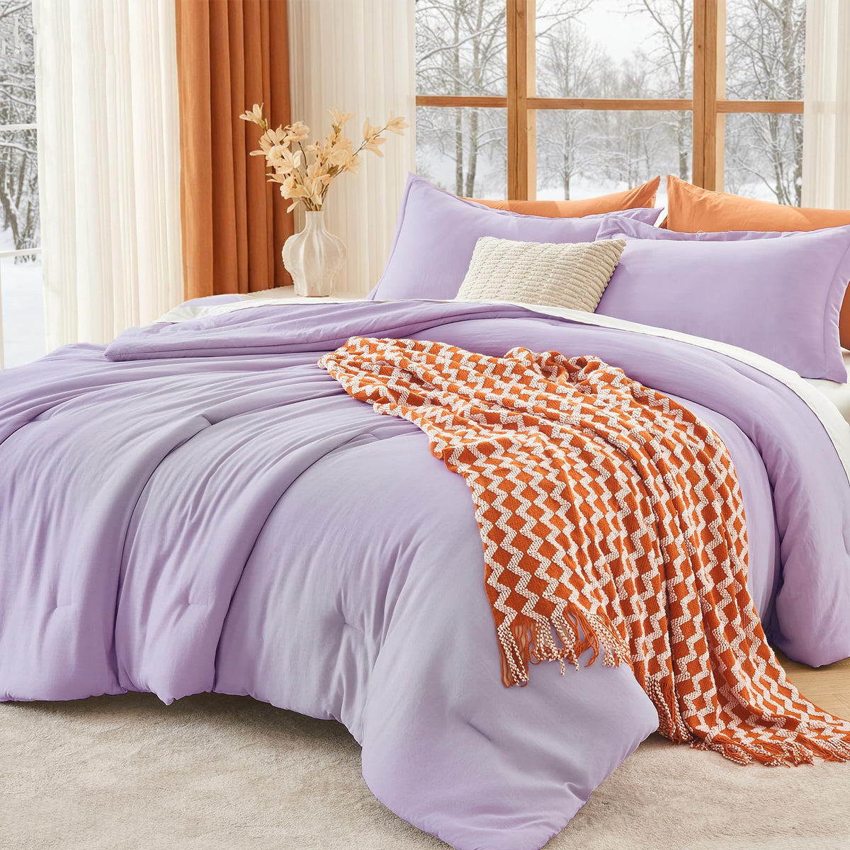 MUXHOMO Beige Twin/Twin XL Comforter Set, All Season Ultra Soft Down Alternative Bedding - 2 Piece Lightweight Bed Set Includes 1 Comforter (68"x88") and 1 Pillow Shams (20"x26")