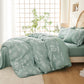 Jollyvogue Duvet Cover Queen Size, Reversible Floral Green Duvet Cover Set with Zipper Closure