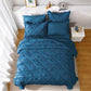 JOLLYVOGUE Comforter Set, Pintuck Teal Bed in a Bag Comforter Set for Bedroom, Bedding Comforter Sets with Comforter, Sheets, Bed Skirt, Ruffled Shams & Pillowcases