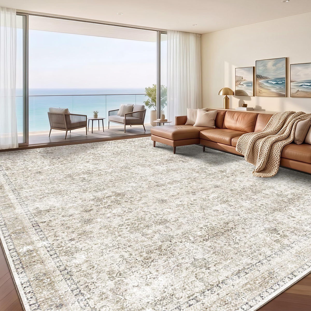 Sasttie 8x10 Area Rugs, Ultra-Soft Washable Rug for Living Room, Beige