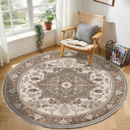 OPPODREAM Soft Area Rugs 5x7, Persian-Inspired Washable Rug, Blue & Gold