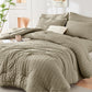 HYMOKEGE Full Size Comforter Sets Seersucker 7 Pieces, All Season Luxury Bed in a Bag for Bedroom, Bedding Set with Comforters, Sheets, Pillowcases & Shams, Dark Grey