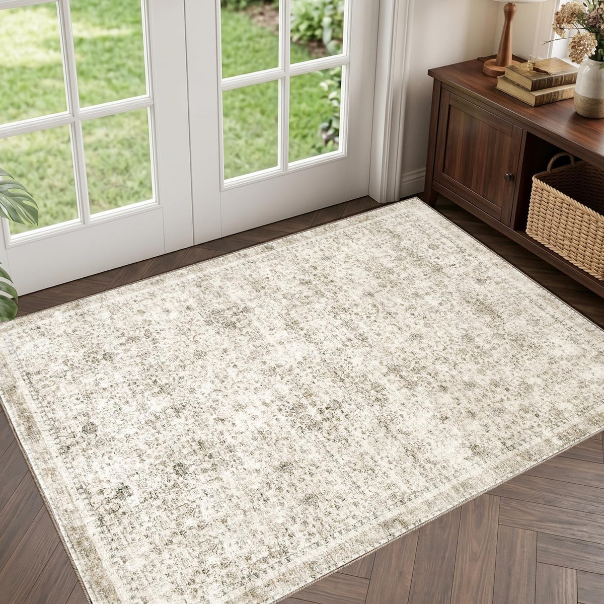 Sasttie 8x10 Area Rugs, Ultra-Soft Washable Rug for Living Room, Beige