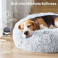 JOLLYVOGUE Small Dog Bed, Calming Dog Beds for Small Dogs & Indoor Cats - 20 Inches Donut Washable Cat Bed for Kittens & Puppies, Round Fluffy Plush Faux Fur Pet Beds(Smoke Grey)