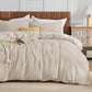 JOLLYVOGUE Waffle Wave Duvet Cover Set Queen Size, 3-Piece, Beige