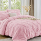 Sasttie Twin Comforter Set, 5-Piece Bed in a Bag, Pintuck Bedding Sets for All Season, Includes Comforter, Flat Sheet, Fitted Sheet, Pillowcase and Pillowsham, Baby Pink