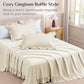 JOLLYVOGUE Beige Gingham Sheet Set Full, 4-Piece Ruffle Bedding