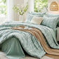 MUXHOMO Sage Green TwinXL Comforter Set, Elegant Floral Print Bed in a Bag 5 Pieces, Ultra Soft & Breathable Reversible Botanical Pattern Bedding Set with Comforter, Sheets, Pillowcase, and Sham