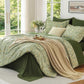 MUXHOMO Twin XL Comforter Set, 7-Piece Floral Bed in a Bag, Sage Green