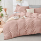 Duvet Cover Queen Size, Seersucker Bedding Set, 3 Pieces, Dark Grey