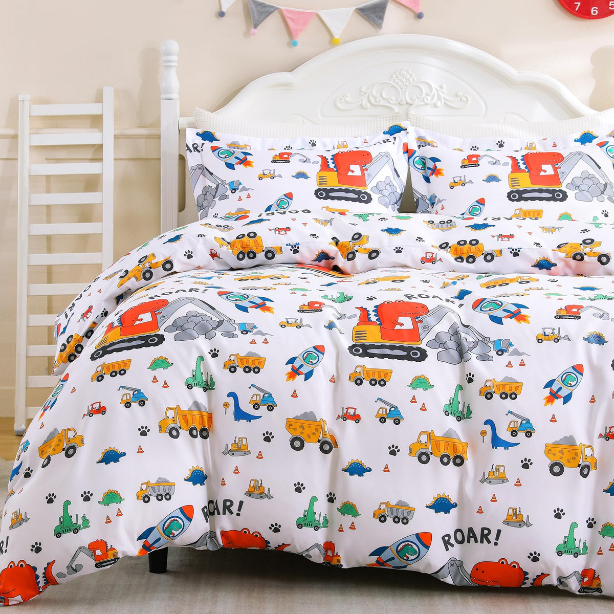 JOLLYVOGUE Kids Duvet Cover Set Twin/Twin XL, Pink Bowknot, 2-Piece